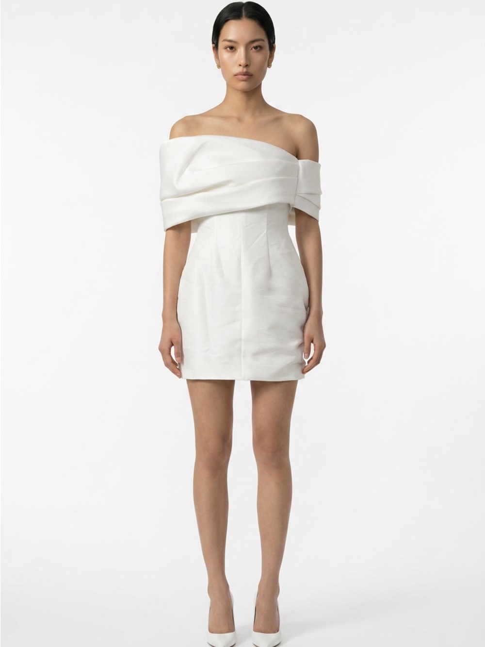 Solace London White Off-the-Shoulder Mini Dress